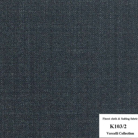 K103/2 Vercelli CXM - Vải Suit 95% Wool - Xanh Dương Trơn